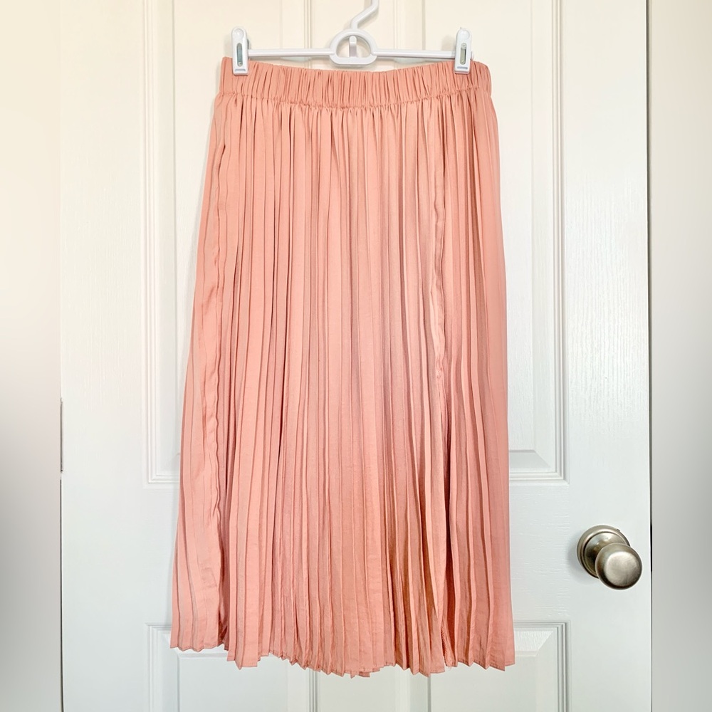 New York & Company Pleated Midi Skirt - Blush Pink - Size Small - NWT